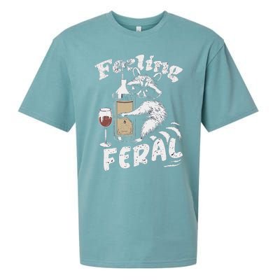 Feeling Feral Opossum Raccoon And Wine Feral Girl Summer Sueded Cloud Jersey T-Shirt