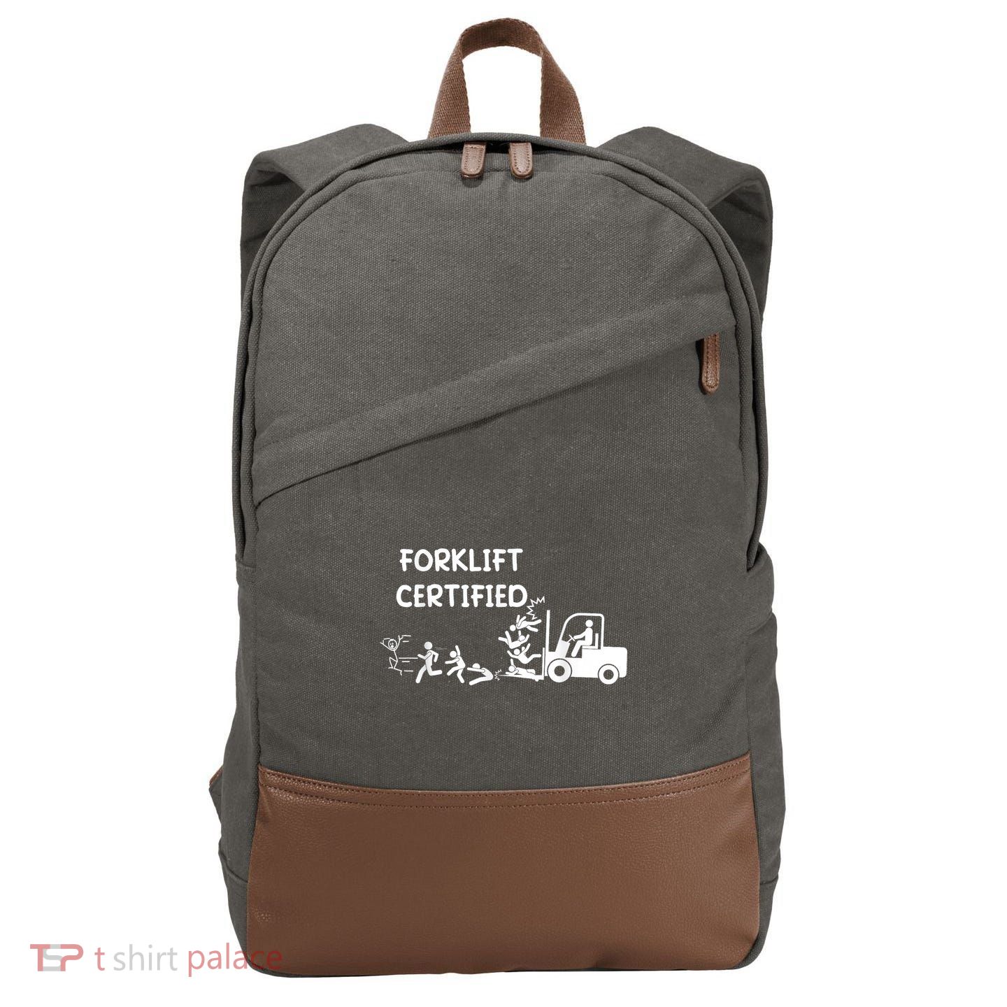 Funny Forklift Operator Forklift Certified Cotton Canvas Backpack