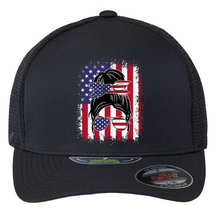 Funny Fourth Of July Patriotic American Flag 4th Of July Flexfit Unipanel Trucker Cap