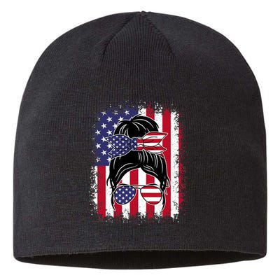 Funny Fourth Of July Patriotic American Flag 4th Of July Sustainable Beanie