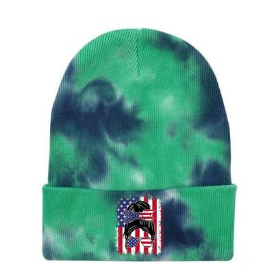 Funny Fourth Of July Patriotic American Flag 4th Of July Tie Dye 12in Knit Beanie