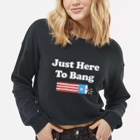 Funny Fourth Of July 4th Of July I'm Just Here To Bang Cropped Pullover Crew