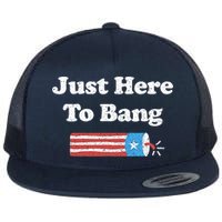 Funny Fourth Of July 4th Of July I'm Just Here To Bang Flat Bill Trucker Hat