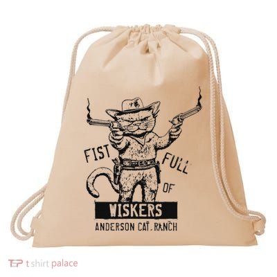 Fist Full Of Whiskers Western Cat Drawstring Bag