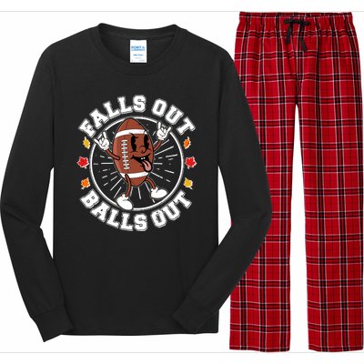 Funny Falls Out Balls Out Football Fall Season Sports Fan Long Sleeve Pajama Set