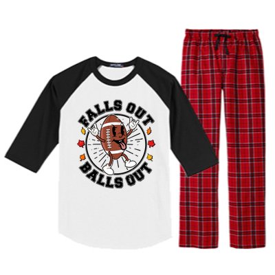 Funny Falls Out Balls Out Football Fall Season Sports Fan Raglan Sleeve Pajama Set