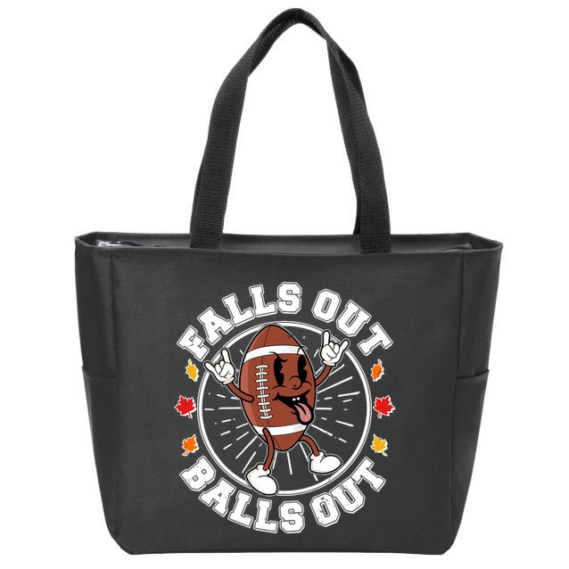 Funny Falls Out Balls Out Football Fall Season Sports Fan Zip Tote Bag