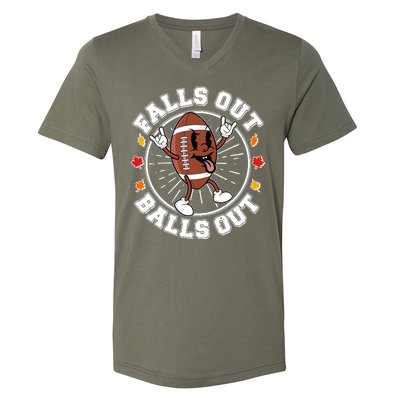 Funny Falls Out Balls Out Football Fall Season Sports Fan V-Neck T-Shirt