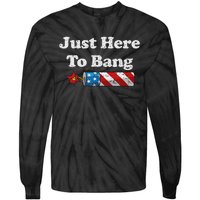 Funny Fourth Of July 4th Of July IM Just Here To Bang Tie-Dye Long Sleeve Shirt