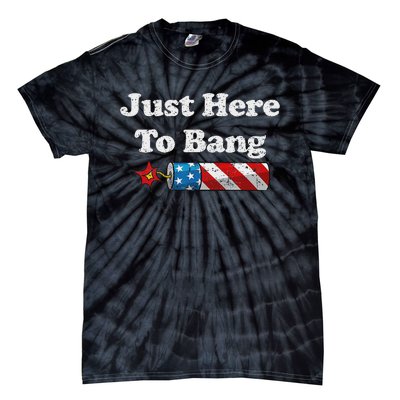 Funny Fourth Of July 4th Of July IM Just Here To Bang Tie-Dye T-Shirt