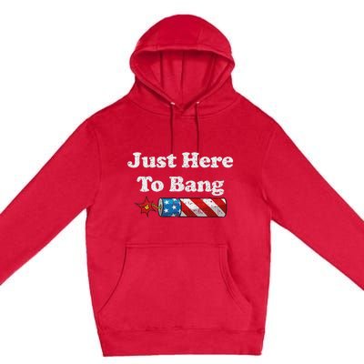 Funny Fourth Of July 4th Of July IM Just Here To Bang Premium Pullover Hoodie