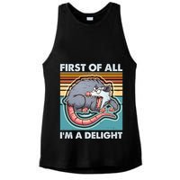 Funny First Of All Im A Delight Screaming Opossum Ladies PosiCharge Tri-Blend Wicking Tank