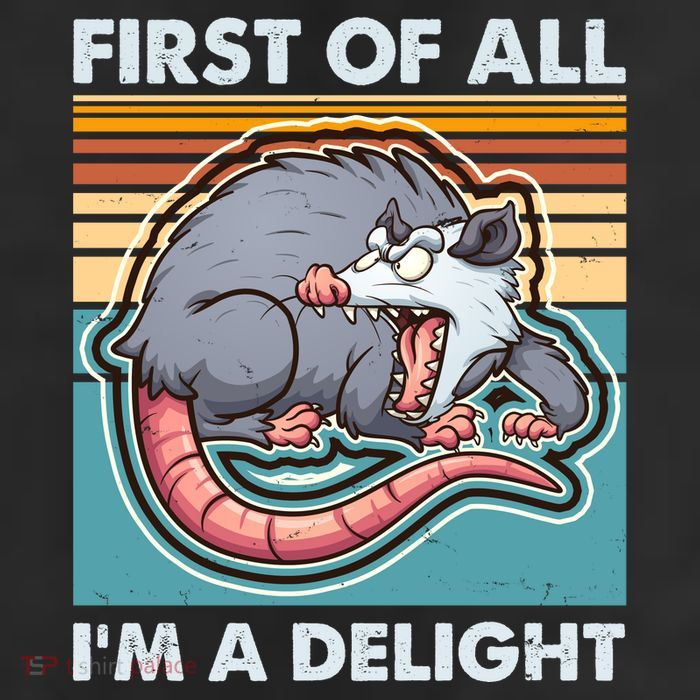 Funny First Of All Im A Delight Screaming Opossum Garment-Dyed Fleece Hoodie
