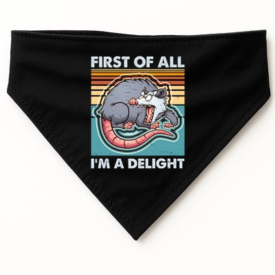 Funny First Of All Im A Delight Screaming Opossum USA-Made Doggie Bandana