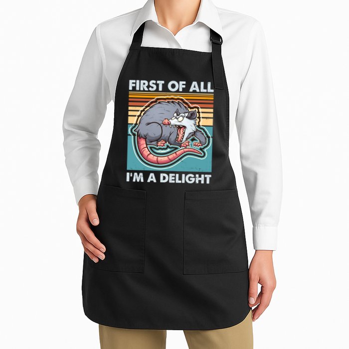 Funny First Of All Im A Delight Screaming Opossum Apron