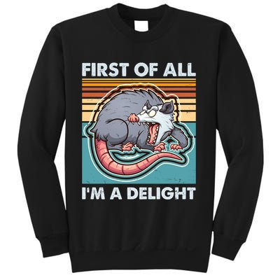 Funny First Of All Im A Delight Screaming Opossum Sweatshirt