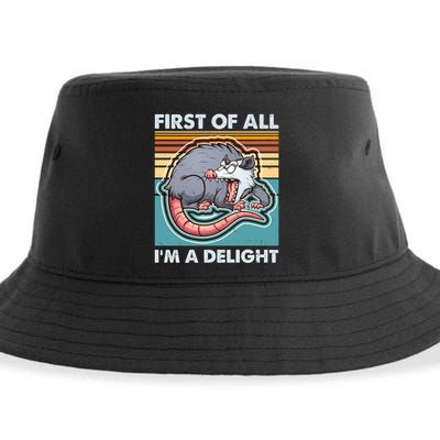 Funny First Of All Im A Delight Screaming Opossum Sustainable Bucket Hat