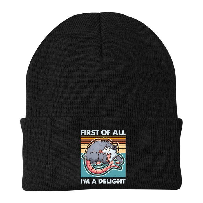 Funny First Of All Im A Delight Screaming Opossum Beanie