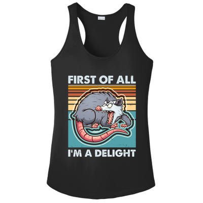 Funny First Of All Im A Delight Screaming Opossum Ladies PosiCharge Competitor Racerback Tank