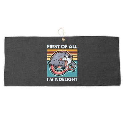 Funny First Of All Im A Delight Screaming Opossum Large Microfiber Waffle Golf Towel
