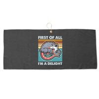 Funny First Of All Im A Delight Screaming Opossum Large Microfiber Waffle Golf Towel