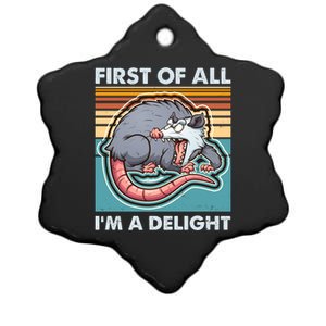 Funny First Of All Im A Delight Screaming Opossum Ceramic Star Ornament