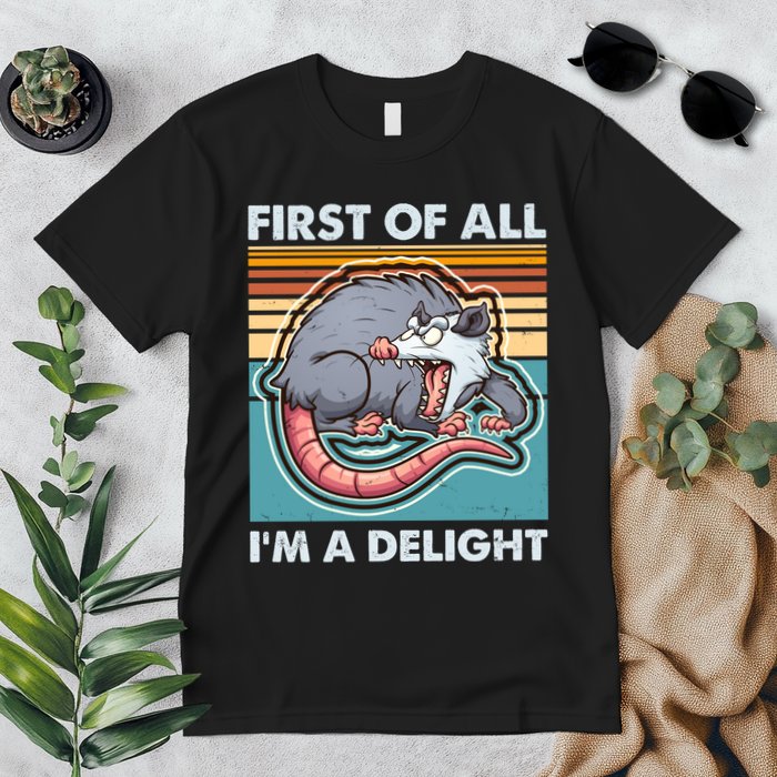Funny First Of All Im A Delight Screaming Opossum Premium T-Shirt