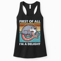 Funny First Of All Im A Delight Screaming Opossum Womens Tank Top