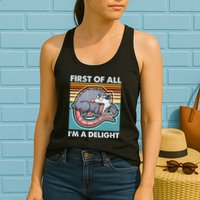 Funny First Of All Im A Delight Screaming Opossum Womens Tank Top