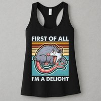 Funny First Of All Im A Delight Screaming Opossum Womens Tank Top