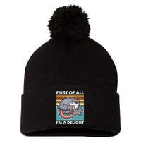Funny First Of All Im A Delight Screaming Opossum Pom Pom 12in Knit Beanie