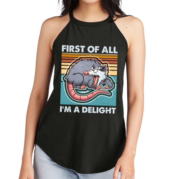 Funny First Of All Im A Delight Screaming Opossum Women's Perfect Tri Rocker Tank