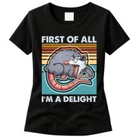 Funny First Of All Im A Delight Screaming Opossum Womens T-Shirt