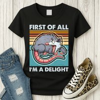 Funny First Of All Im A Delight Screaming Opossum Womens T-Shirt