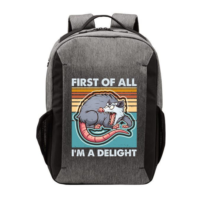 Funny First Of All Im A Delight Screaming Opossum Vector Backpack
