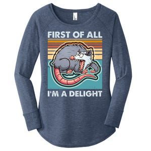 Funny First Of All Im A Delight Screaming Opossum Women's Perfect Tri Tunic Long Sleeve Shirt