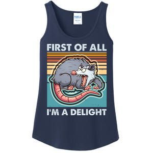 Funny First Of All Im A Delight Screaming Opossum Ladies Essential Tank