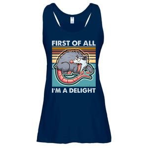 Funny First Of All Im A Delight Screaming Opossum Ladies Essential Flowy Tank