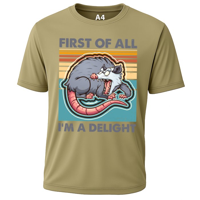 Funny First Of All Im A Delight Screaming Opossum Performance Shirt