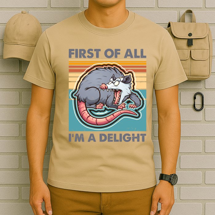 Funny First Of All Im A Delight Screaming Opossum T-Shirt