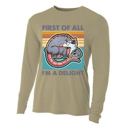 Funny First Of All Im A Delight Screaming Opossum Cooling Performance Long Sleeve Crew