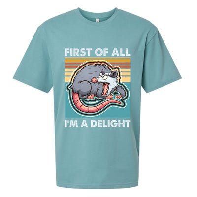 Funny First Of All Im A Delight Screaming Opossum Sueded Cloud Jersey T-Shirt