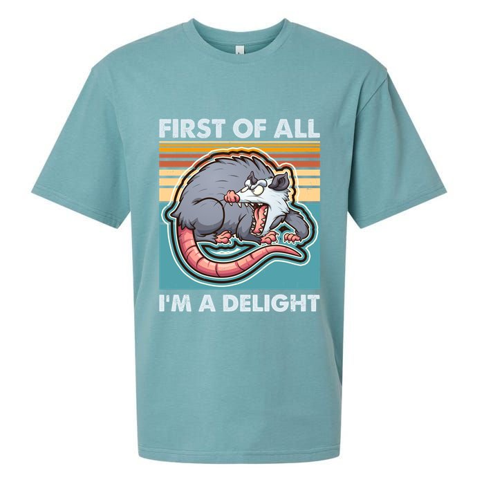 Funny First Of All Im A Delight Screaming Opossum Sueded Cloud Jersey T-Shirt