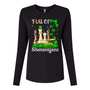 Funny Full Of Shenanigans Chess Game St Patrick's Day Gift Womens Cotton Relaxed Long Sleeve T-Shirt