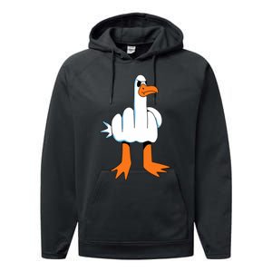 Funny Finger Of Disagree Swan Performance Fleece Hoodie