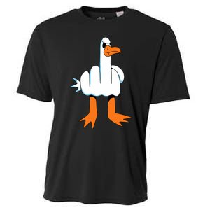 Funny Finger Of Disagree Swan Cooling Performance Crew T-Shirt