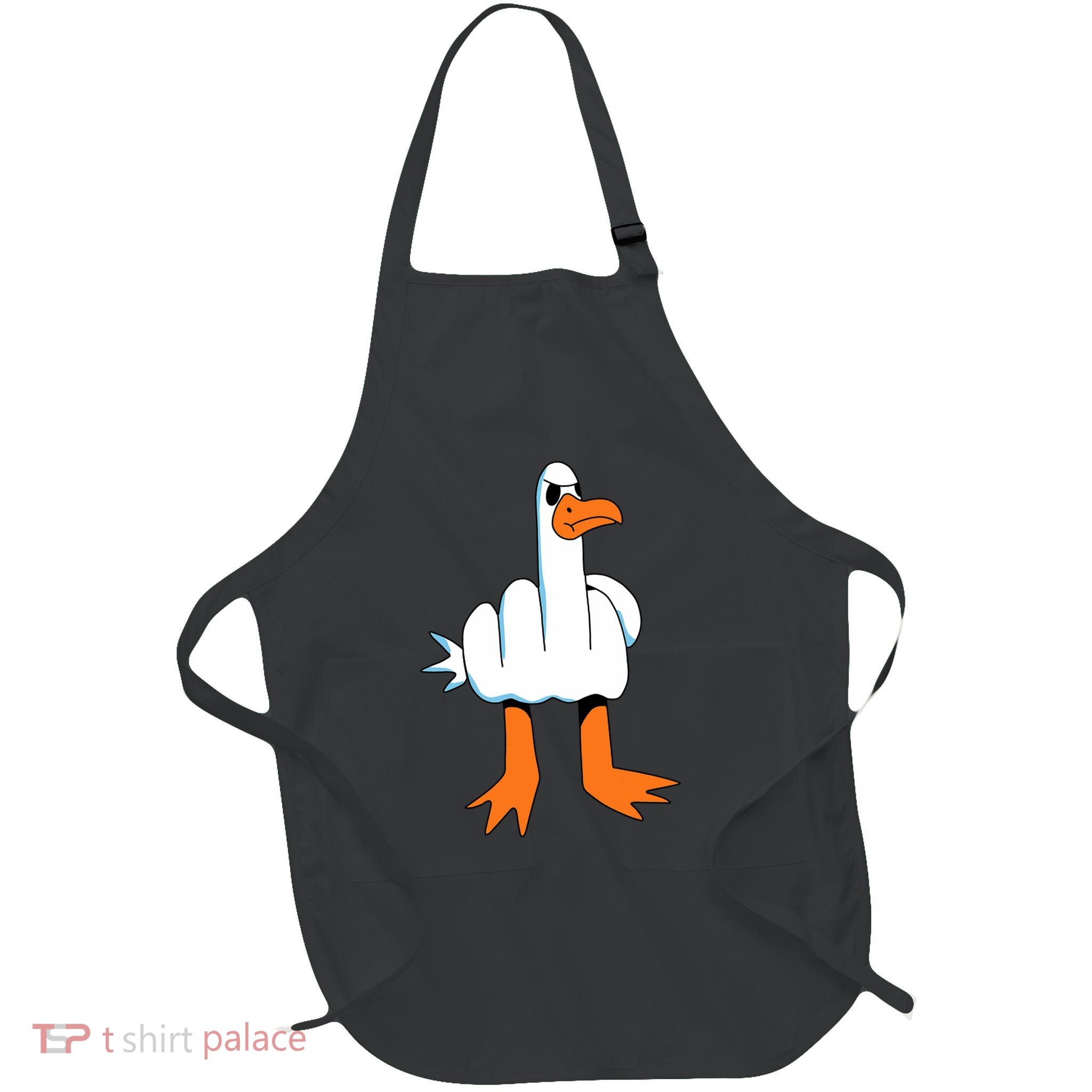 Funny Finger Of Disagree Swan Full-Length Apron With Pockets