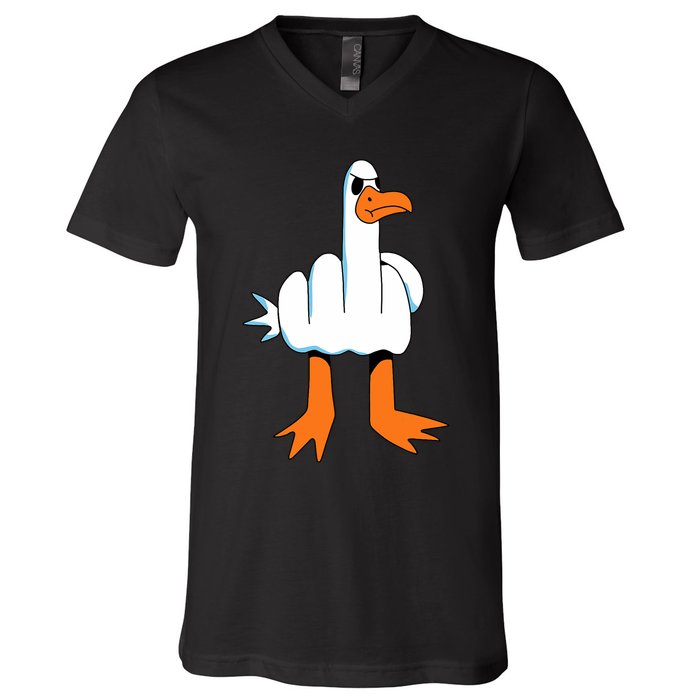 Funny Finger Of Disagree Swan V-Neck T-Shirt