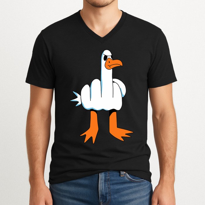 Funny Finger Of Disagree Swan V-Neck T-Shirt