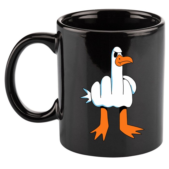 Funny Finger Of Disagree Swan 11oz C Handle Ceramic Mug